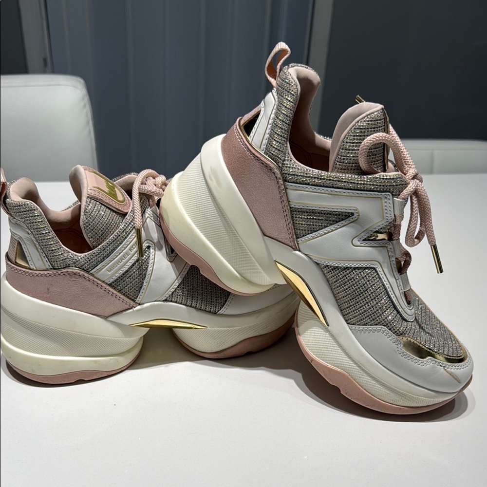 Michael Kors Pink and Gold Chunky Sneakers